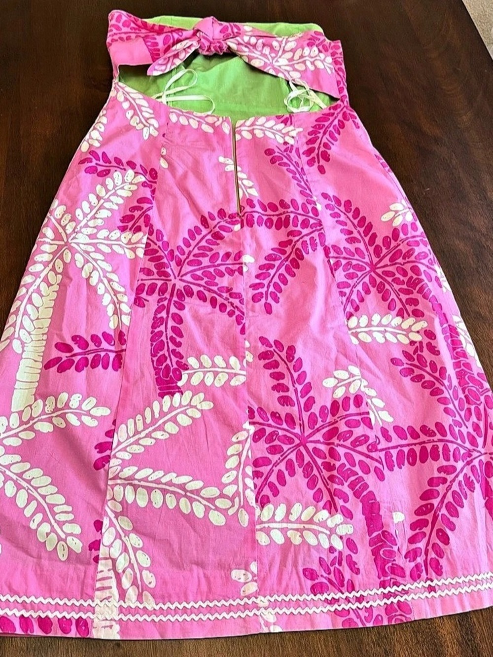Vintage Lilly Pulitzer Size 10 Tropical Palm Trees Pink & White Printed Dress - Picture 2 of 10